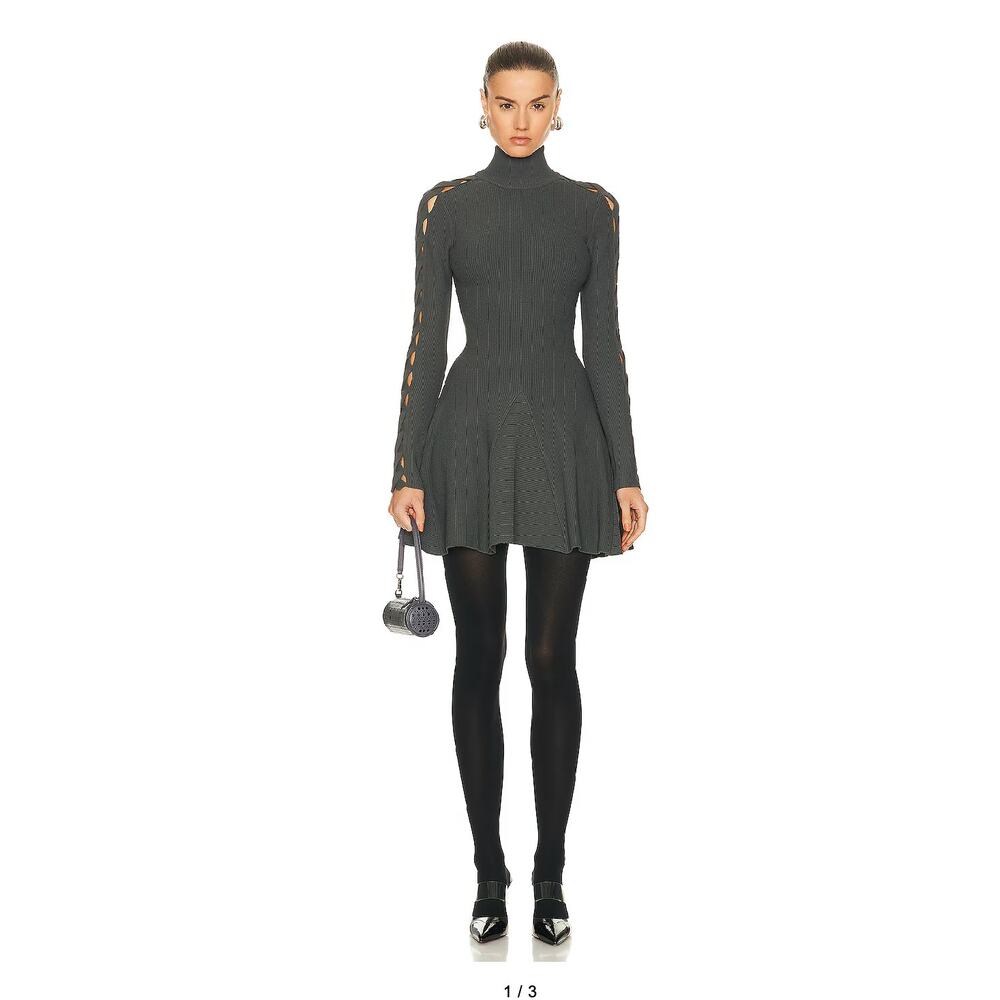 Alaia - Turtleneck Long sleeve Peplum Dress  - EU 38